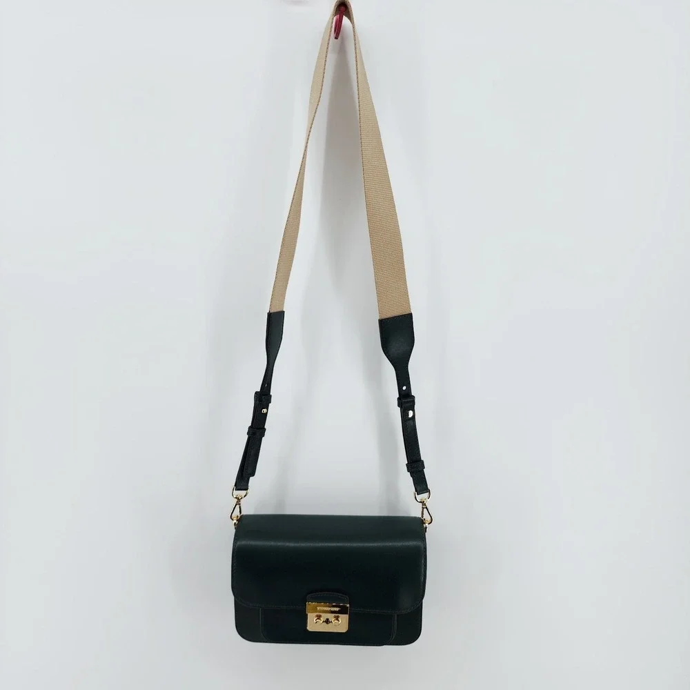 Michael Kors Sloan Editor Dark Green Leather Crossbody Bag Gold Hardware NWOT